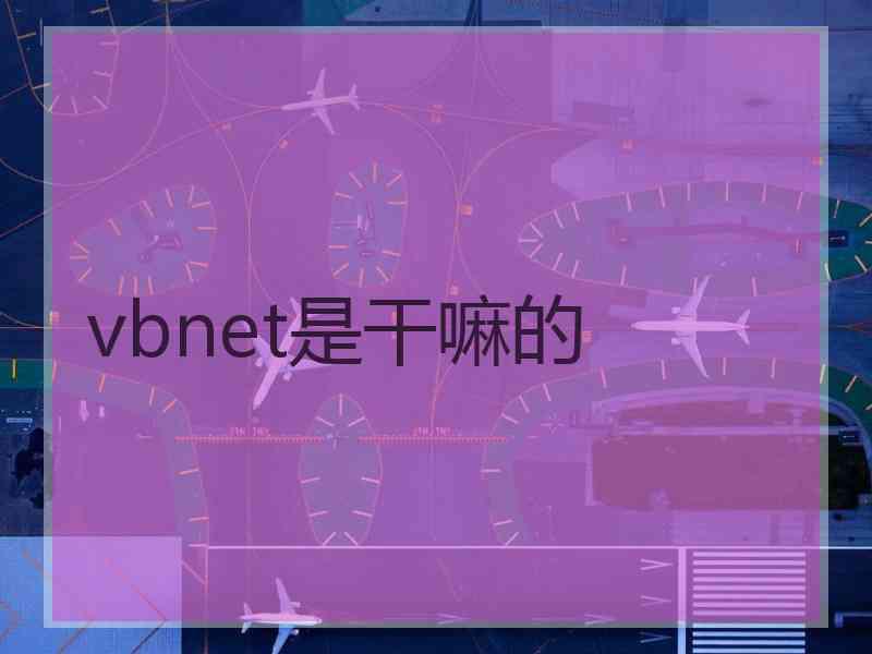 vbnet是干嘛的