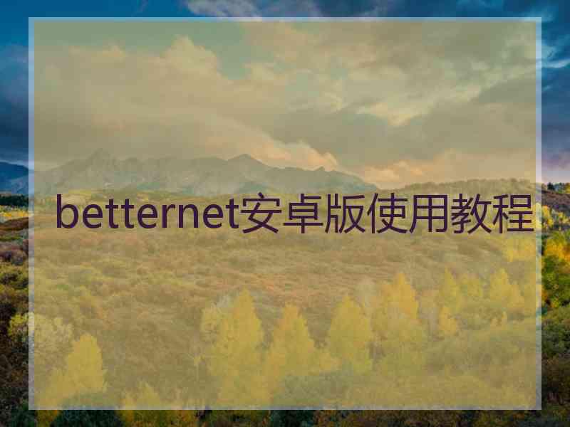 betternet安卓版使用教程