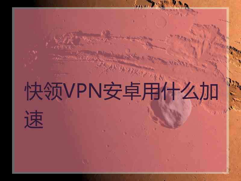 快领VPN安卓用什么加速