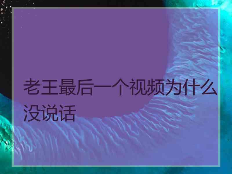 老王最后一个视频为什么没说话