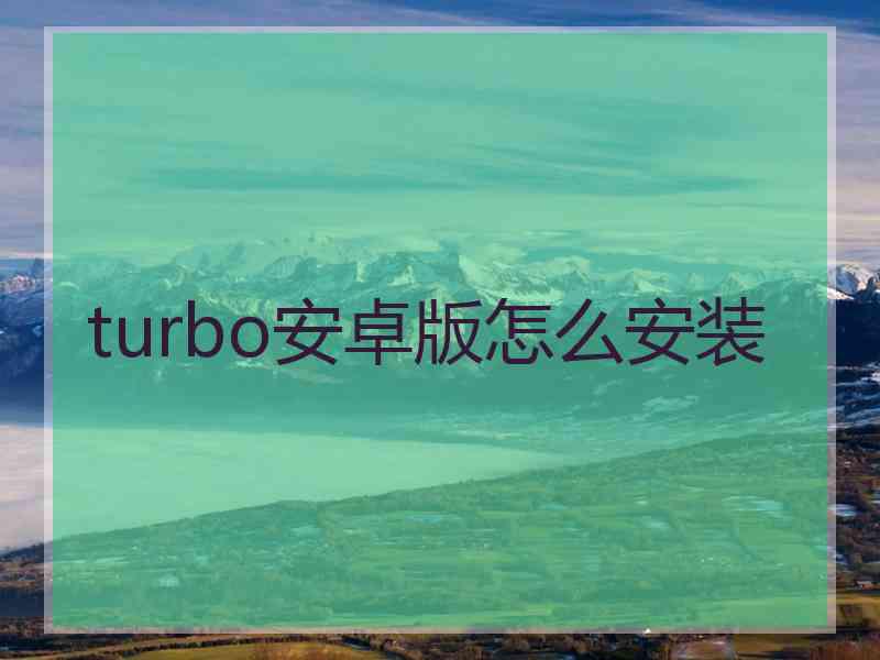 turbo安卓版怎么安装