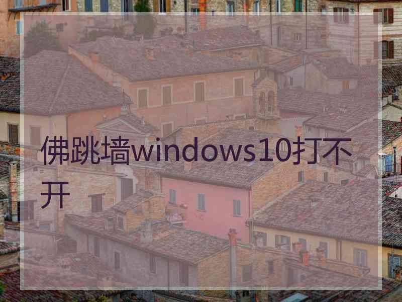 佛跳墙windows10打不开