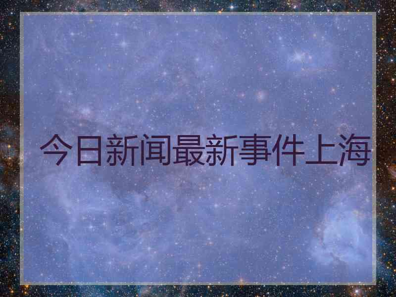 今日新闻最新事件上海