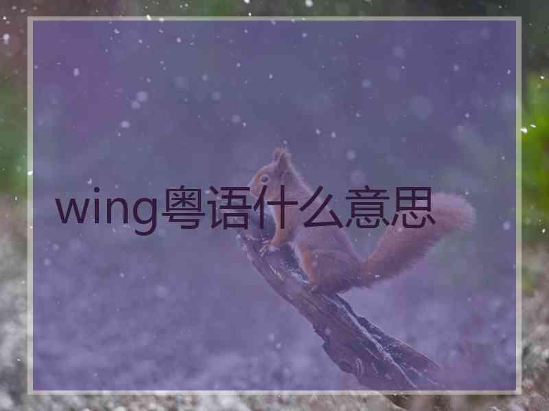 wing粤语什么意思