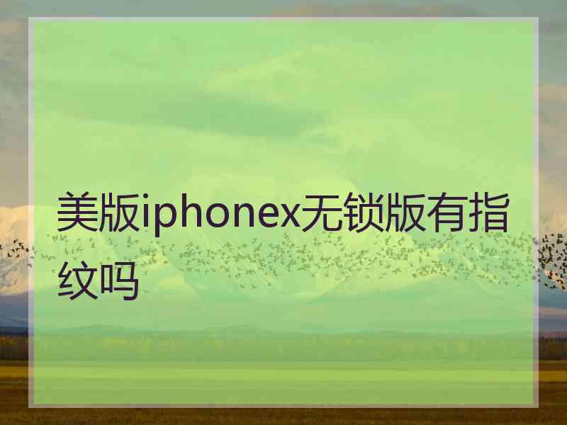 美版iphonex无锁版有指纹吗