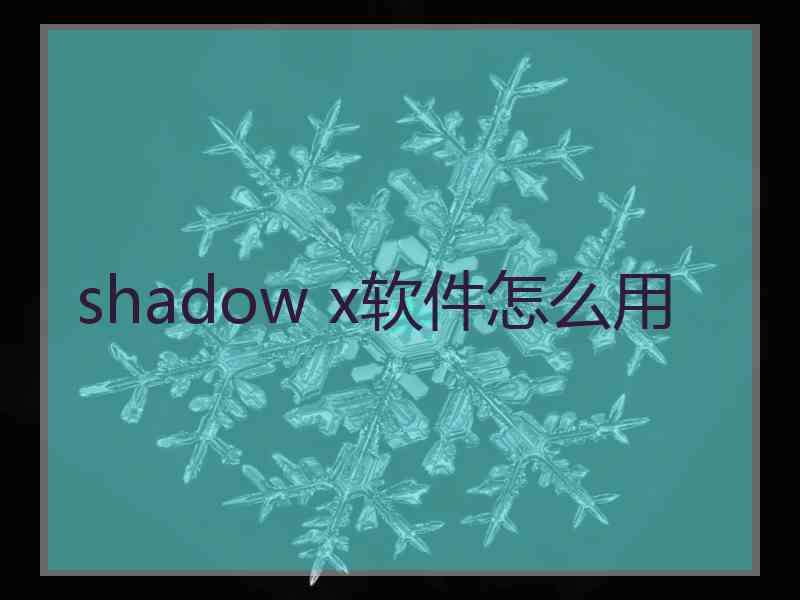 shadow x软件怎么用