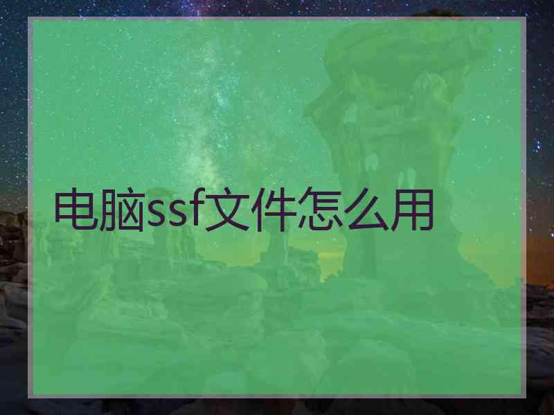 电脑ssf文件怎么用