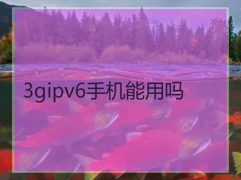 3gipv6手机能用吗