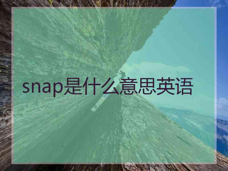 snap是什么意思英语