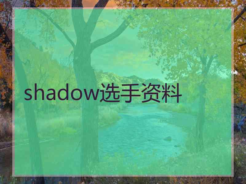 shadow选手资料