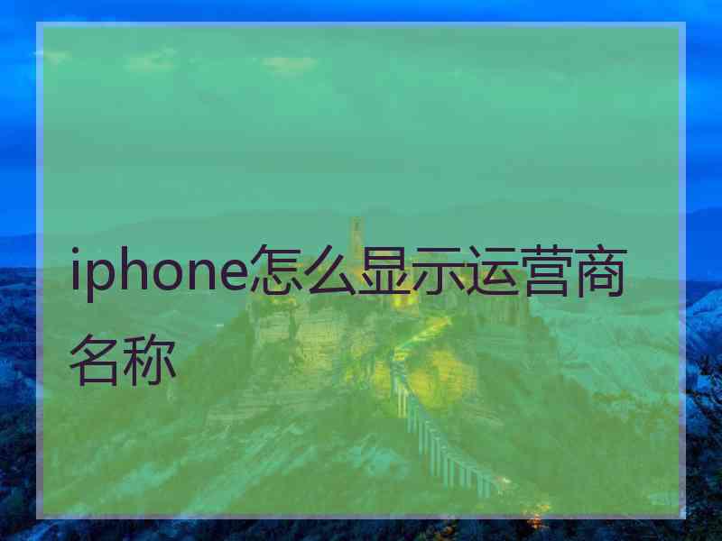 iphone怎么显示运营商名称