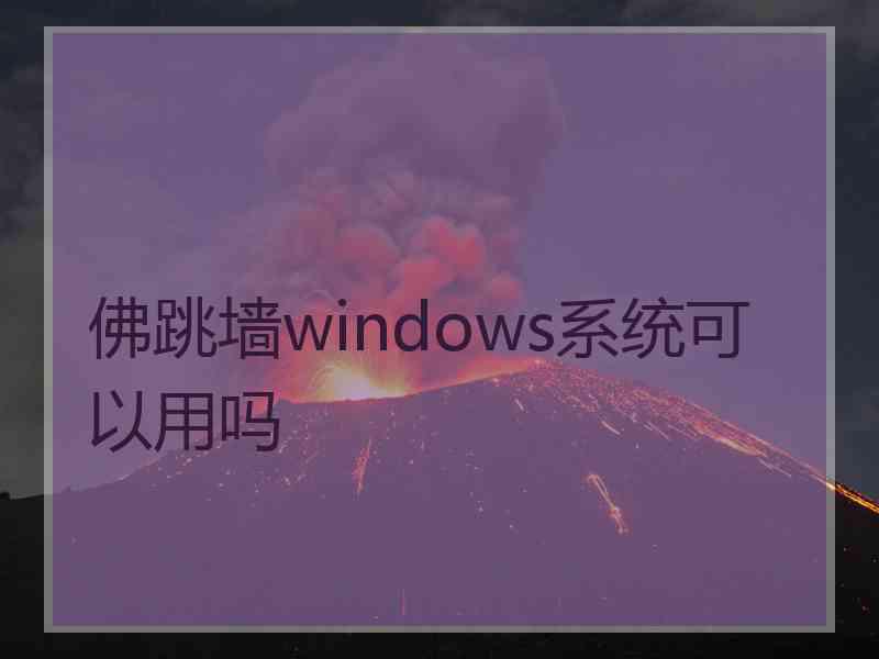 佛跳墙windows系统可以用吗